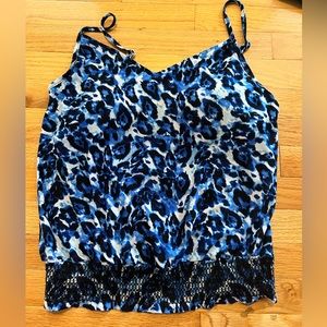 Blue and Black Leopard Pattern Tankini